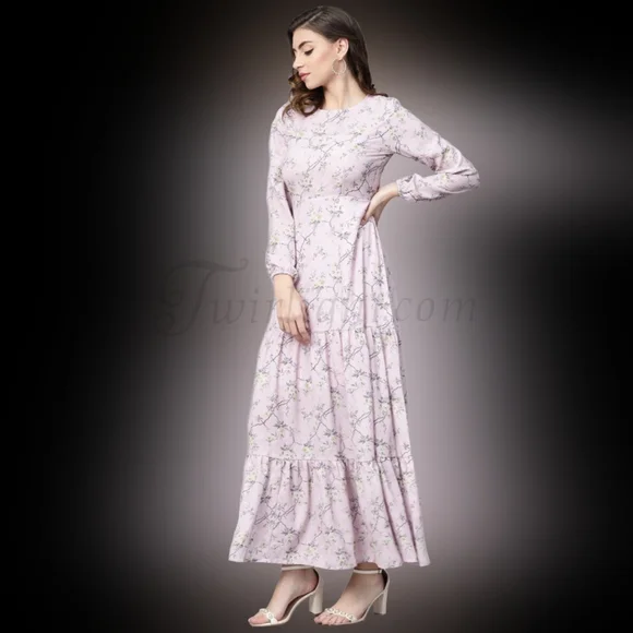 Lilac: Tiered Floral Maxi Dress - Picture 3 of 4